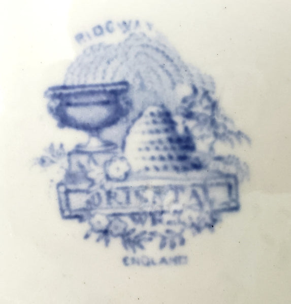 Antique Oval Blue Transfer Ware Covered Serving Bowl ORIENTAL by Ridgway England