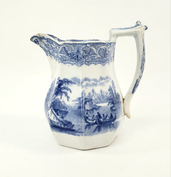 Antique 19th Century Blue and White Transferware Creamer