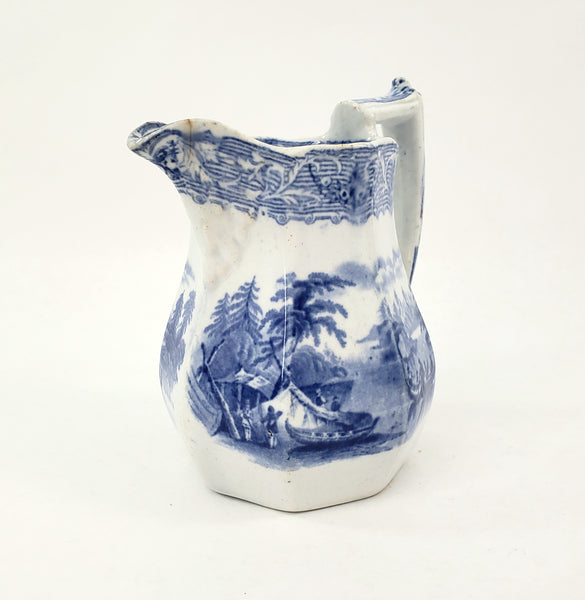 Antique 19th Century Blue and White Transferware Creamer