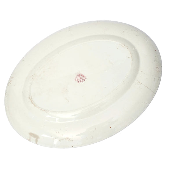 Large English Red Transferware Oval Platter 20" Rural England WR MIDWINTER LTD