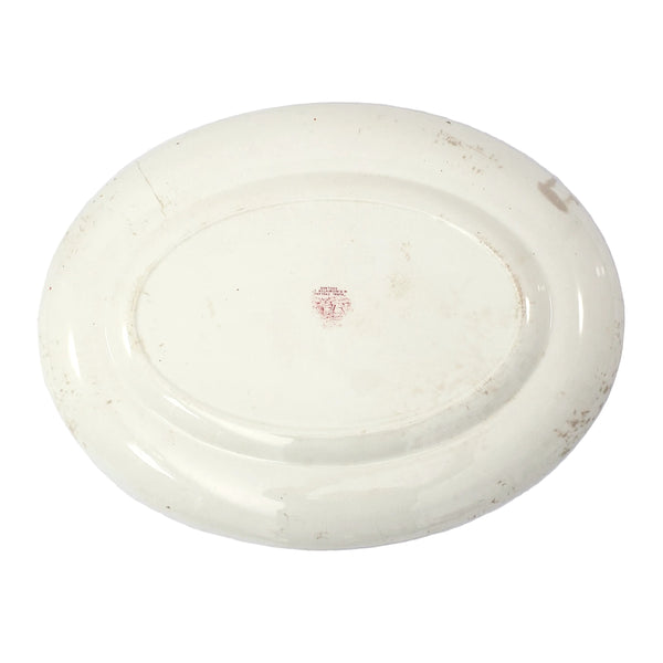 Large English Red Transferware Oval Platter 20" Rural England WR MIDWINTER LTD