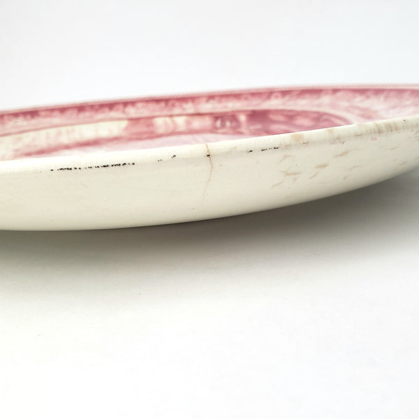 Large English Red Transferware Oval Platter 20" Rural England WR MIDWINTER LTD