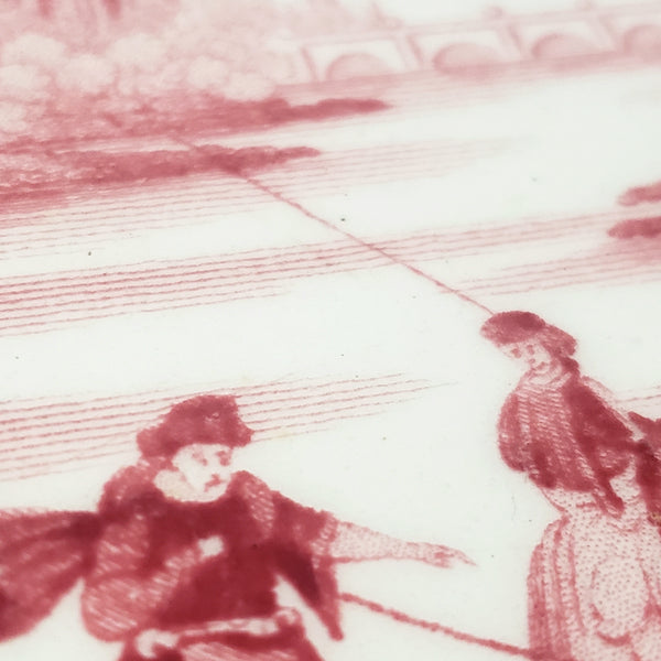 Antique Oval Red Transferware Platter 17" Palestine by Adams England