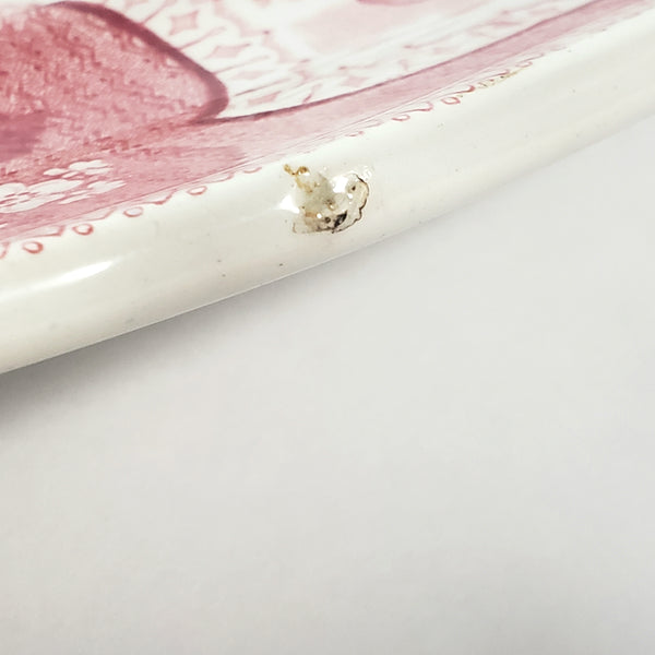 Antique Oval Red Transferware Platter 17" Palestine by Adams England