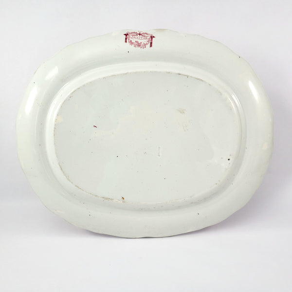 Antique Oval Red Transferware Platter 17" Palestine by Adams England