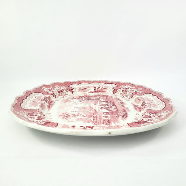 Antique Oval Red Transferware Platter 17" Palestine by Adams England