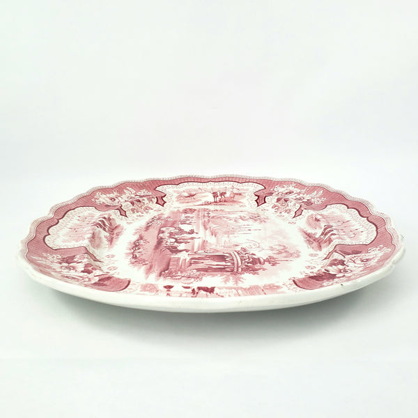 Antique Oval Red Transferware Platter 17" Palestine by Adams England