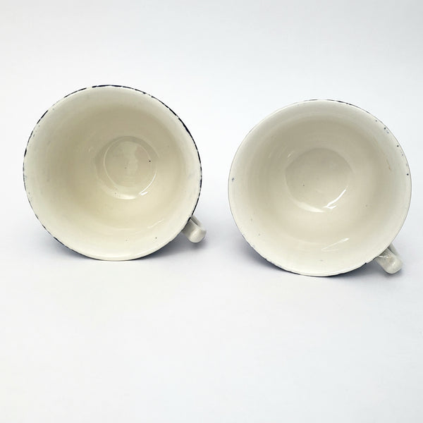 Vintage BLUE CALICO Tea Cup and Saucer Set of 2 Staffordshire England