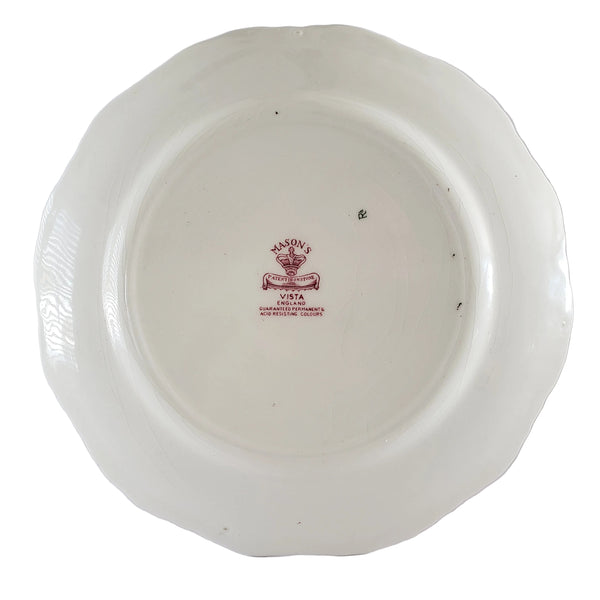 Mason's Patent Ironstone Red Transferware Plate VISTA 10 1/2" England