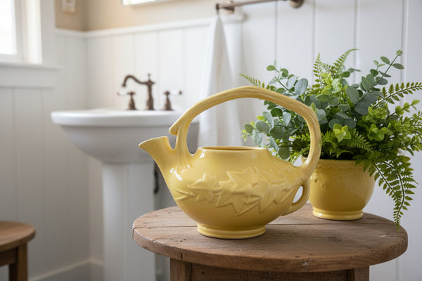 McCoy Yellow Pottery Teapot No Lid - Decorative Planter