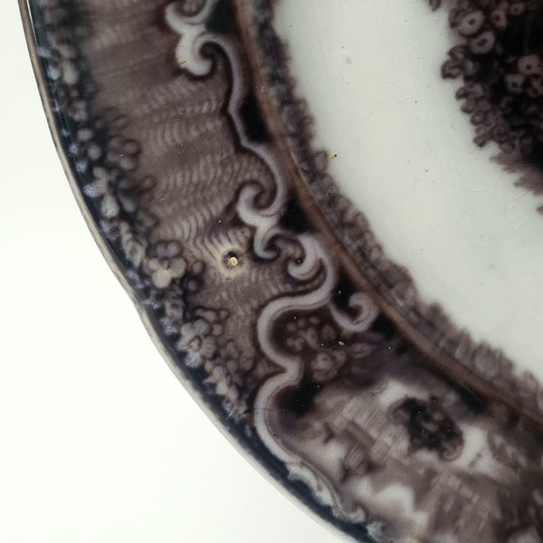 Antique Flow Black Transferware Plate 10" Washington Vase PW & Co England