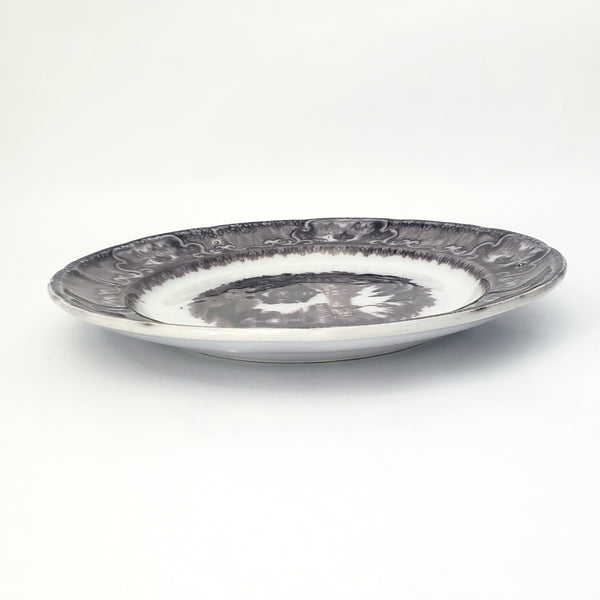 Antique Flow Black Transferware Plate 10" Washington Vase PW & Co England