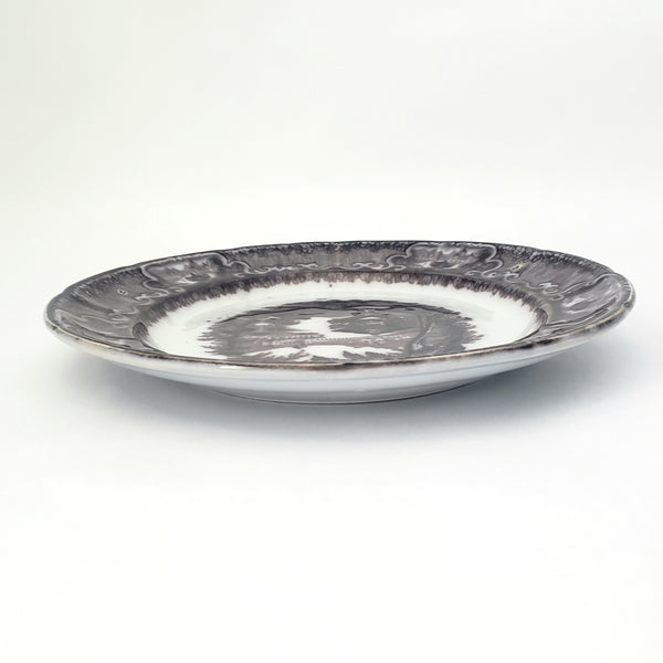 Antique Flow Black Transferware Plate 10" Washington Vase PW & Co England