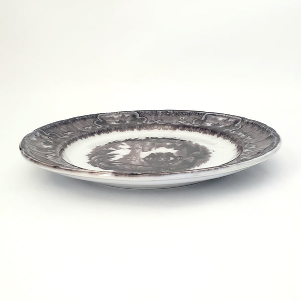 Antique Flow Black Transferware Plate 10" Washington Vase PW & Co England