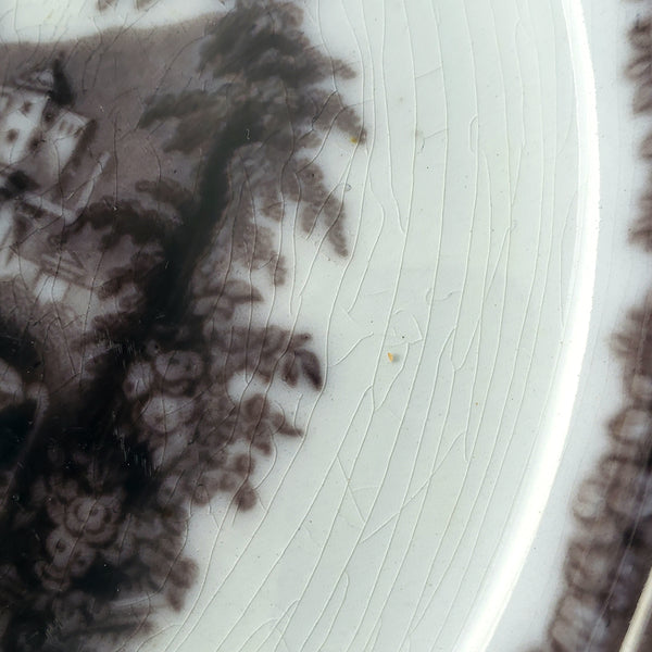 Antique Flow Black Transferware Plate 10" Washington Vase PW & Co England
