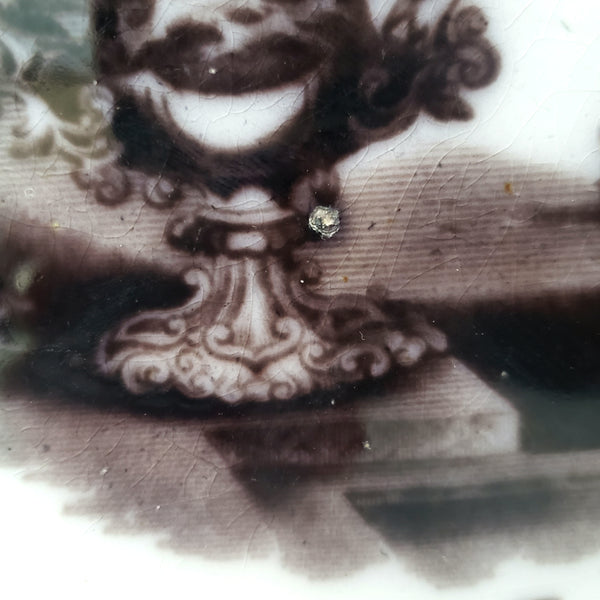 Antique Flow Black Transferware Plate 10" Washington Vase PW & Co England
