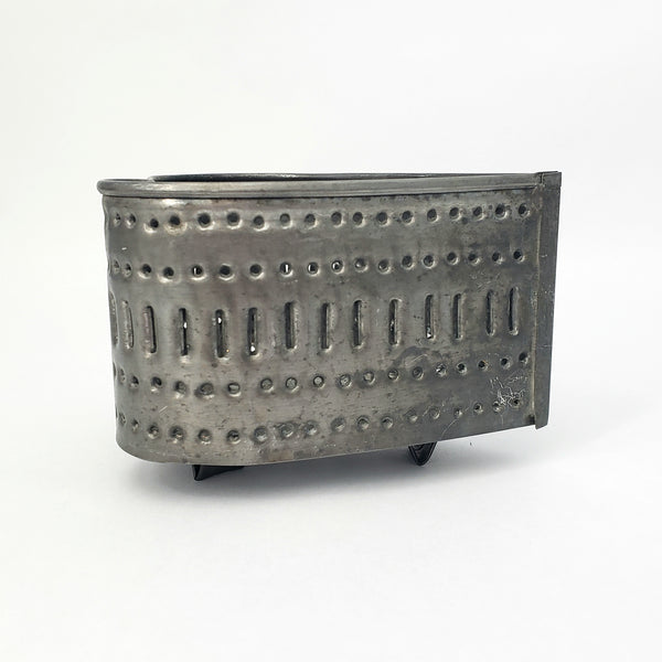 Vintage Punched Tin Metal Heart Cheese Mold Footed Base