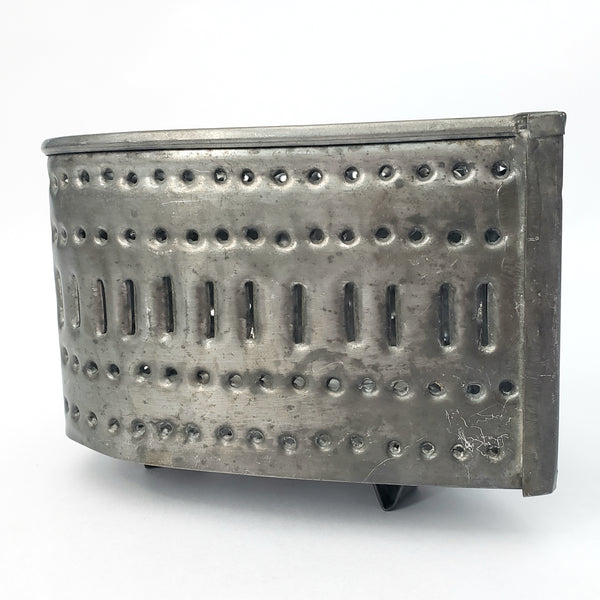 Vintage Punched Tin Metal Heart Cheese Mold Footed Base
