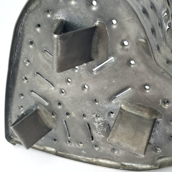 Vintage Punched Tin Metal Heart Cheese Mold Footed Base