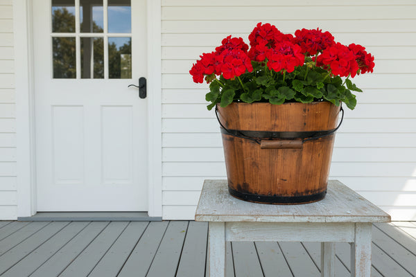 Vintage Rustic Wooden Bucket Pail with Bail Handle Wood Grip