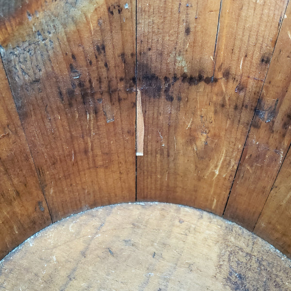 Vintage Rustic Wooden Bucket Pail with Bail Handle Wood Grip