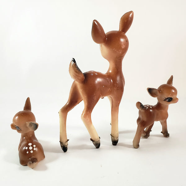 Vintage Bambi Deer Plastic Figurines Collection of 3