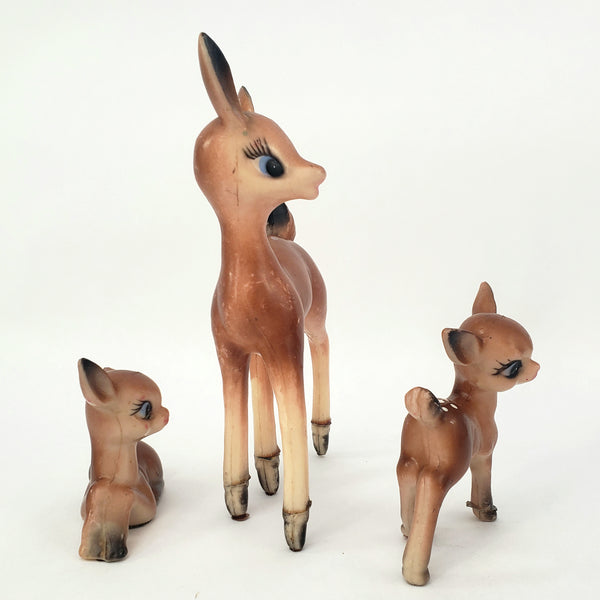 Vintage Bambi Deer Plastic Figurines Collection of 3