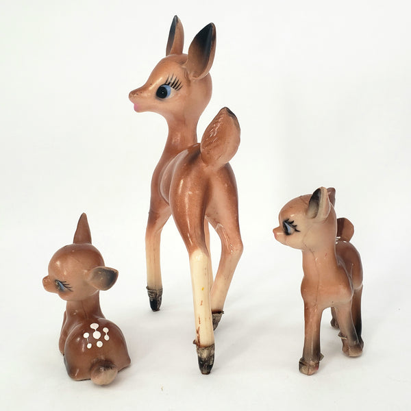 Vintage Bambi Deer Plastic Figurines Collection of 3