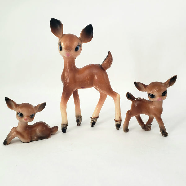 Vintage Bambi Deer Plastic Figurines Collection of 3