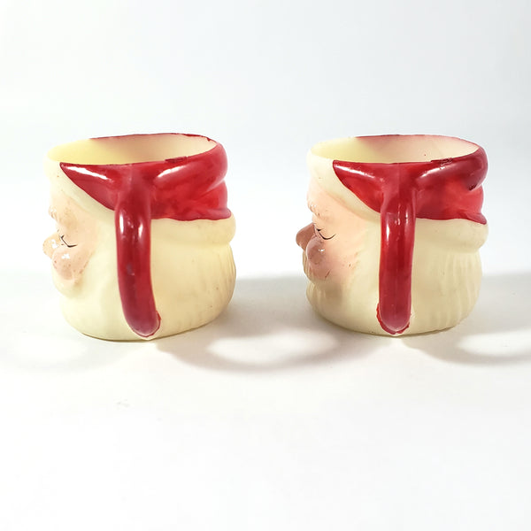 Vintage Miniature Winking Santa Claus Face Mug Set of 4