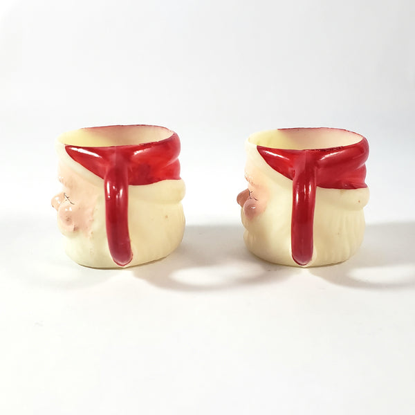 Vintage Miniature Winking Santa Claus Face Mug Set of 4