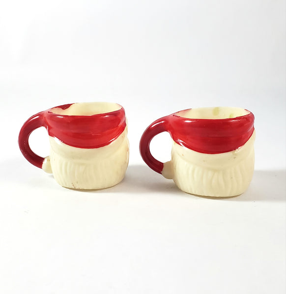 Vintage Miniature Winking Santa Claus Face Mug Set of 4