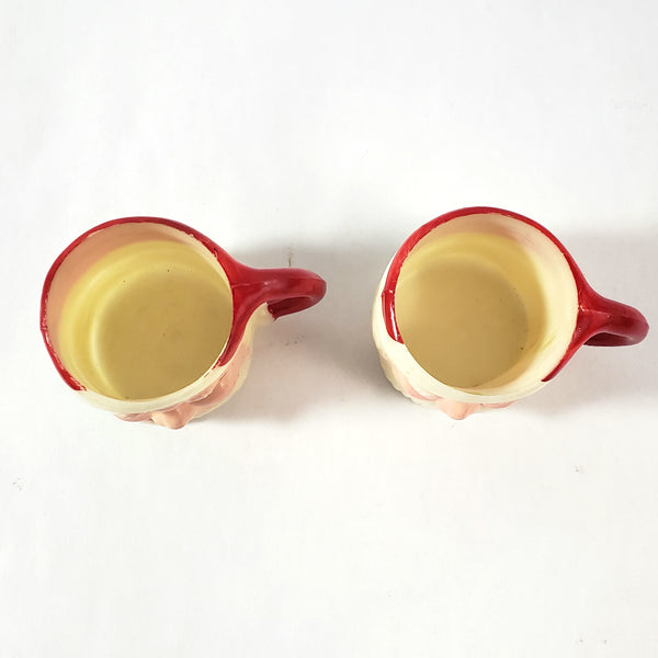 Vintage Miniature Winking Santa Claus Face Mug Set of 4