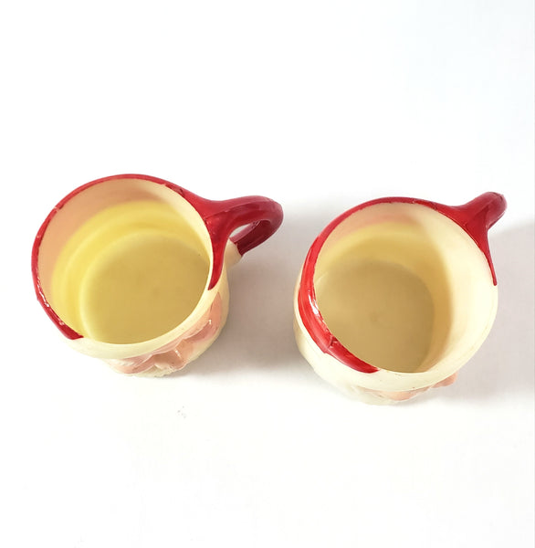 Vintage Miniature Winking Santa Claus Face Mug Set of 4