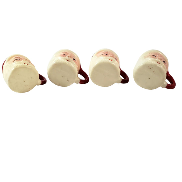 Vintage Miniature Winking Santa Claus Face Mug Set of 4