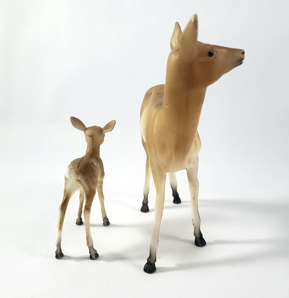 Vintage Deer Doe and Fawn Plastic Figurines Collection of 2