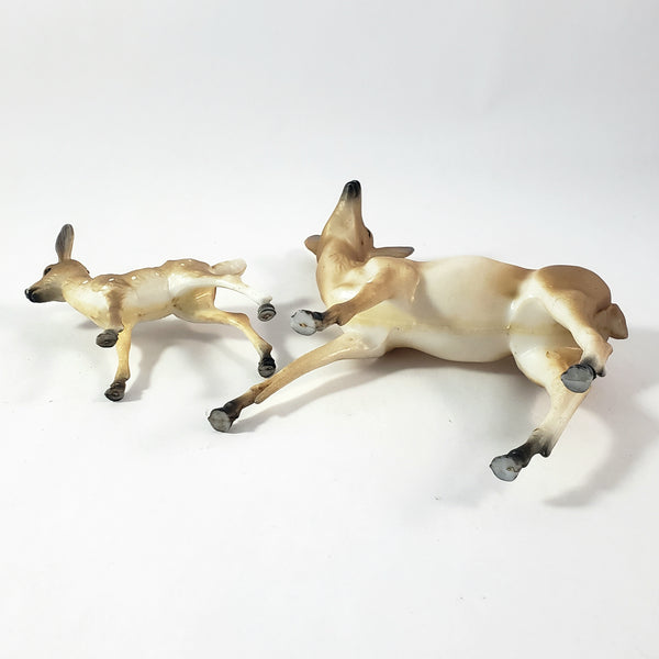 Vintage Deer Doe and Fawn Plastic Figurines Collection of 2