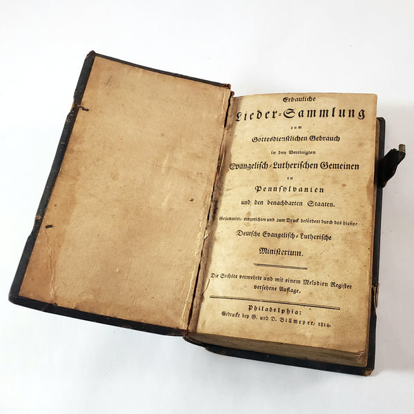 1814 Pennsylvania German Lutheran Hymnbook Hymnal Leather Bound
