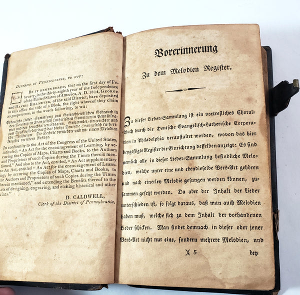 1814 Pennsylvania German Lutheran Hymnbook Hymnal Leather Bound