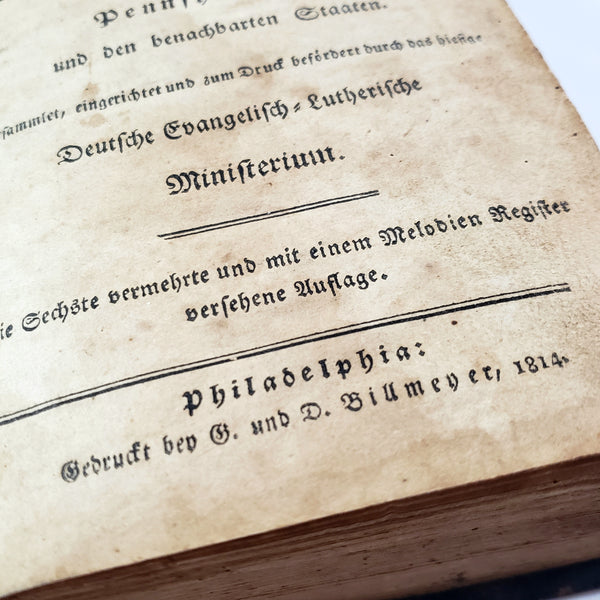 1814 Pennsylvania German Lutheran Hymnbook Hymnal Leather Bound