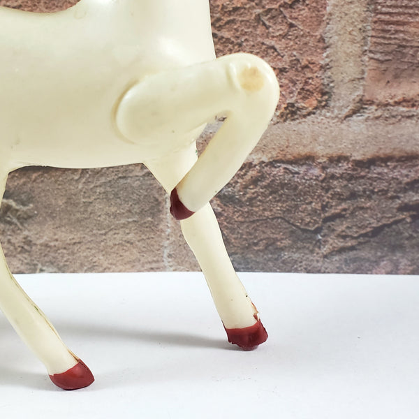 Vintage Celluloid Plastic Prancing Reindeer Figurines 6" Set of 2