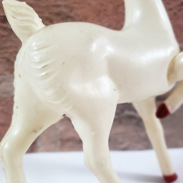 Vintage Celluloid Plastic Prancing Reindeer Figurines 6" Set of 2