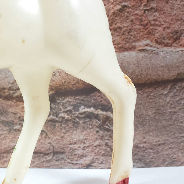 Vintage Celluloid Plastic Prancing Reindeer Figurines 6" Set of 2