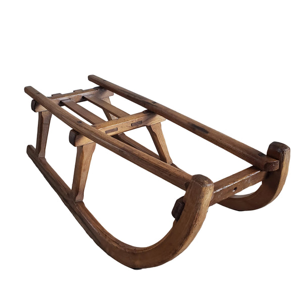 Antique French Wooden Runner Sled 35"
