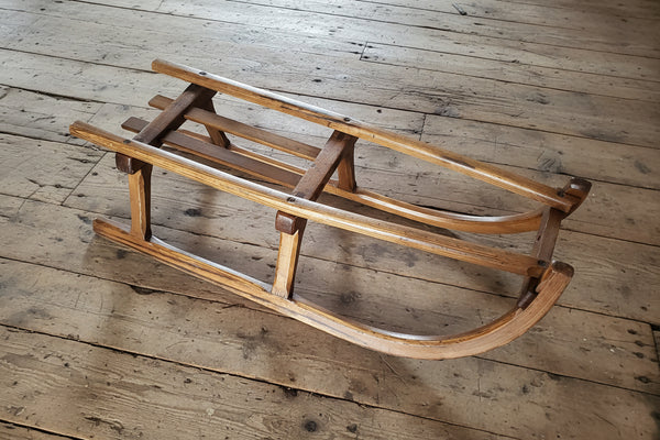 Antique French Wooden Runner Sled 35"