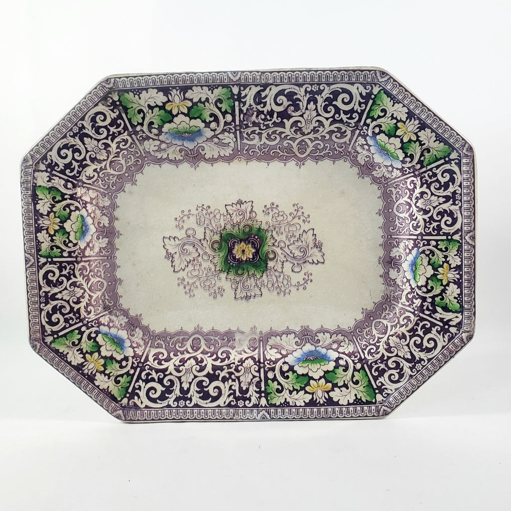 Antique Purple Transferware Polychrome Small Platter ZAMARA England