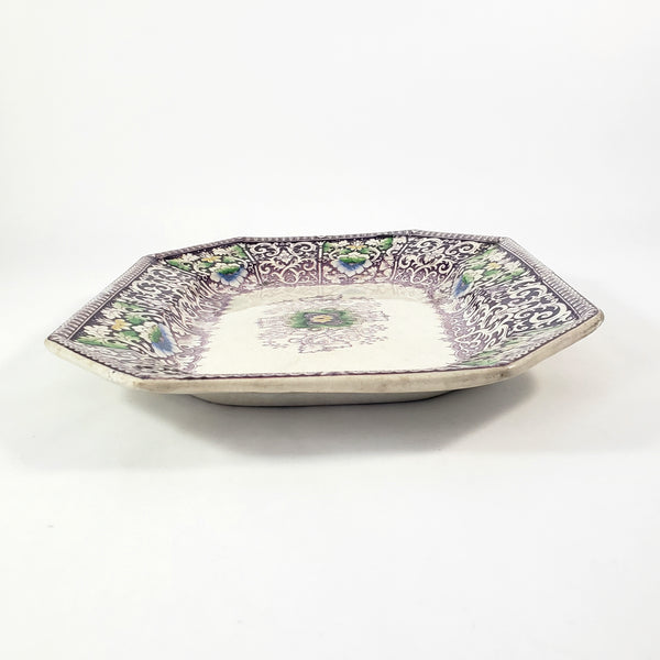 Antique Purple Transferware Polychrome Small Platter ZAMARA England