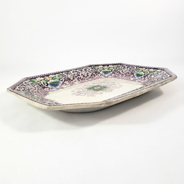 Antique Purple Transferware Polychrome Small Platter ZAMARA England