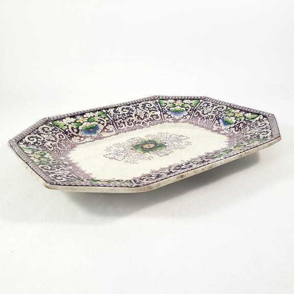 Antique Purple Transferware Polychrome Small Platter ZAMARA England