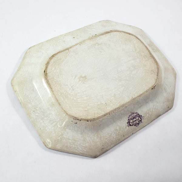 Antique Purple Transferware Polychrome Small Platter ZAMARA England